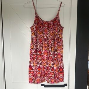 Old Navy Red and Orange Spaghetti Strap Mini Tiered Sundress